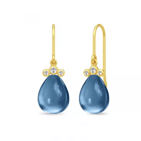 Julie Sandlau kristalli korvarenkaat  kullattua hopeaa sininen kristalli valkoinen zirkoni