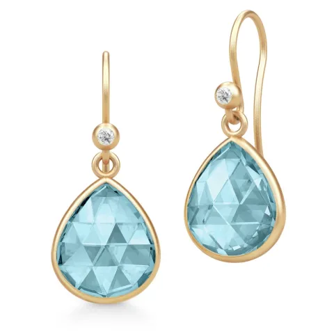 Julie Sandlau Lea korvarenkaat  kullattua hopeaa sininen kristalli valkoinen zirkoni