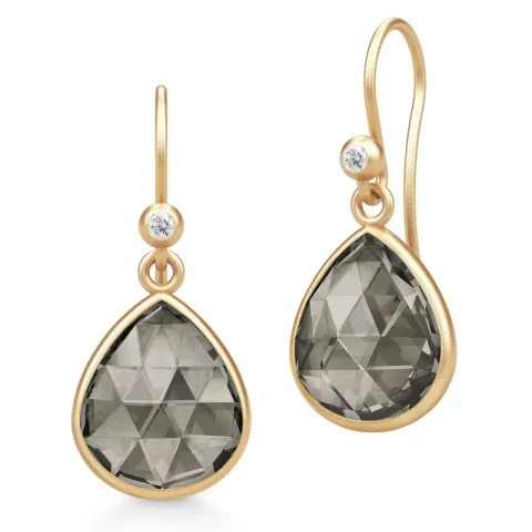 Julie Sandlau Lea korvarenkaat  kullattua hopeaa ruskea kristalli valkoinen zirkoni