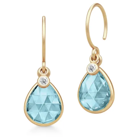 Julie Sandlau Leela korvarenkaat  kullattua hopeaa sininen kristalli valkoinen zirkoni