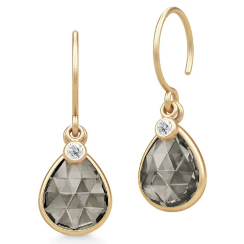 Julie Sandlau Leela korvarenkaat  kullattua hopeaa ruskea kristalli valkoinen zirkoni