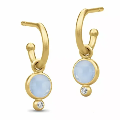 Pitkä julie sandlau kristalli korvarenkaat  kullattua hopeaa sinistä kristallia valkoista zirkonia