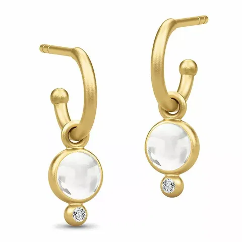 Pitkä julie sandlau pyöreä kristallia korvarenkaat  kullattua hopeaa valkoista kristallia valkoista zirkonia