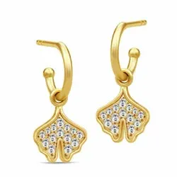 Julie Sandlau Ginkgo lehti rengas  kullattua hopeaa valkoinen zirkoni