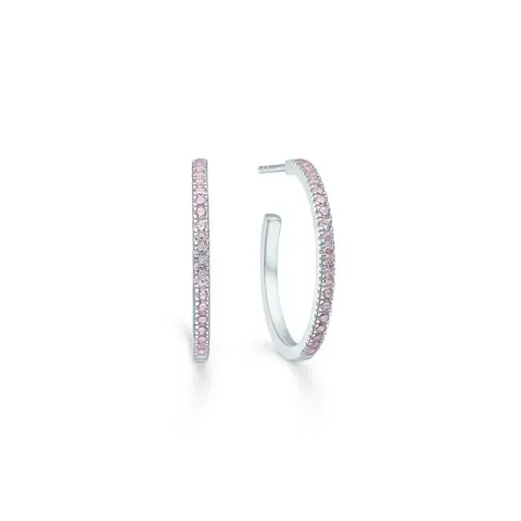 ID Fine IDH010SLPINK Simplicity puolikorvarenkaita hopeaa vaaleanpunainen zirkoni