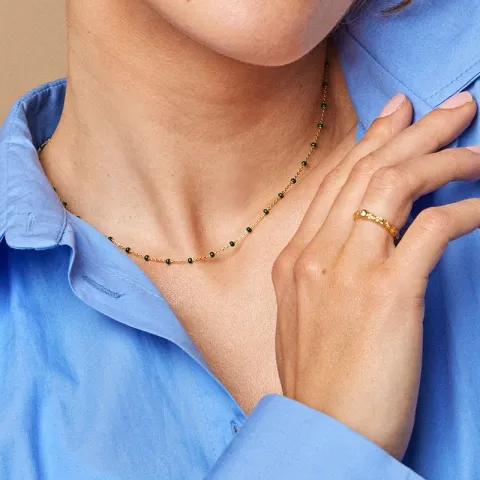 Enamel Lola Petrol Green kaulaketju kullattua hopeaa vihreä emalji
