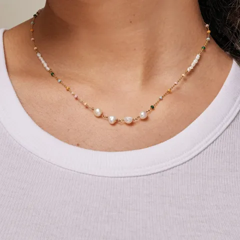 Enamel Lola Perla kaulaketju kullattua hopeaa monivärinen emalji