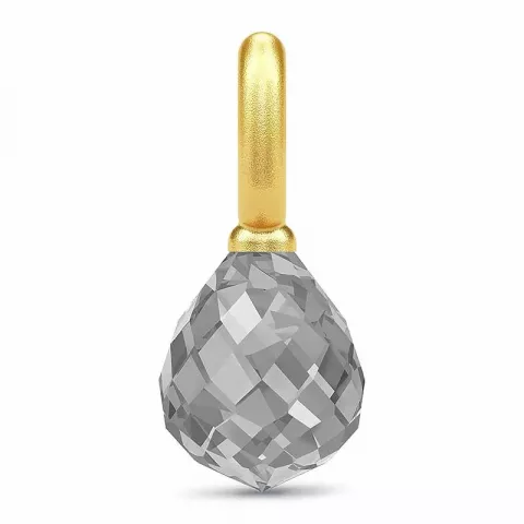 Elegantti Julie Sandlau pisaranmuotoinen riipus  kullattua hopeaa harmaa kristalli