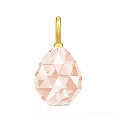Julie Sandlau pisaranmuotoinen kristalli riipus  kullattua hopeaa persikanvärinen kristalli