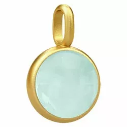 Julie Sandlau pyöreä riipus  kullattua hopeaa vaaleanvihreä kristalli