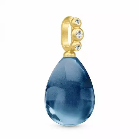 Julie Sandlau pisara riipus  hopeaa, jossa 22 karaatin kultaus sininen kristalli valkoinen zirkoni