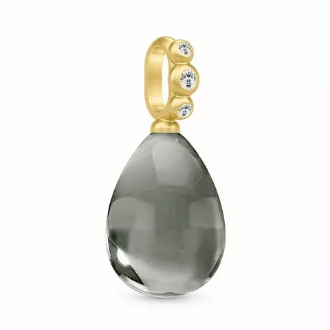 Julie Sandlau pisara riipus  hopeaa, jossa 22 karaatin kultaus harmaa kristalli valkoinen zirkoni