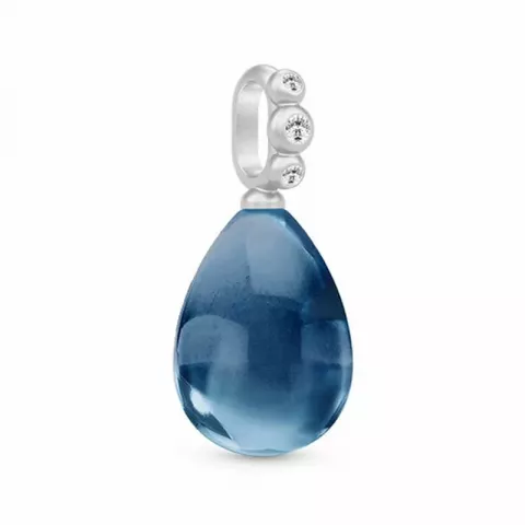 Julie Sandlau pisara riipus  satiinirodinoitu sterlinghopea sininen kristalli valkoinen zirkoni