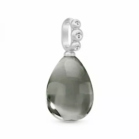 Julie Sandlau pisara riipus  satiinirodinoitu sterlinghopea harmaa kristalli valkoinen zirkoni
