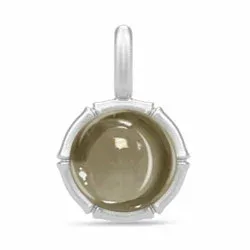 Julie Sandlau Bamboo pyöreä riipus  satiinirodinoitu sterlinghopea vaaleanruskea pyriitti kvartsi