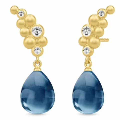 Julie Sandlau korvarenkaat  hopeaa, jossa 22 karaatin kultaus sininen kristalli valkoinen zirkoni