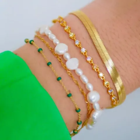 Enamel Lola Petrol Green rannekoru kullattua hopeaa vihreä emalji