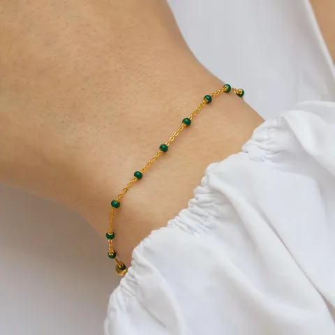 Enamel Lola Petrol Green rannekoru  kullattua hopeaa vihreä emalji