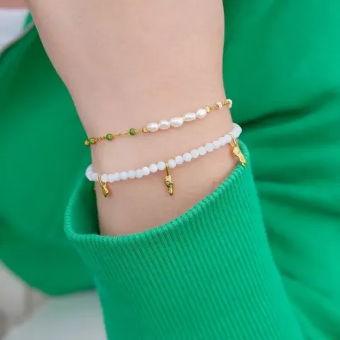 Enamel Lola Perla rannekoru kullattua hopeaa vihreä emalji