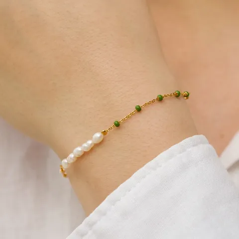 Enamel Lola Perla rannekoru kullattua hopeaa vihreä emalji