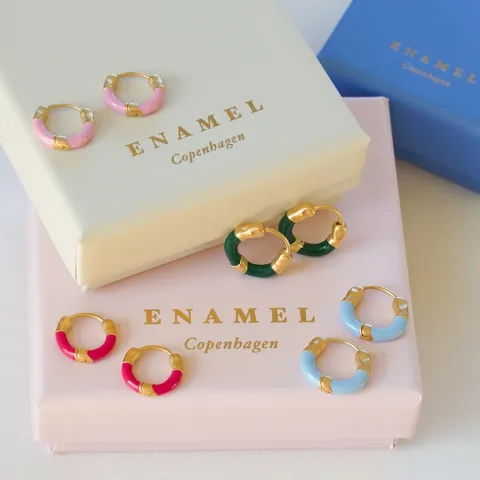 Enamel Lina large rengas  kullattua hopeaa vaaleansininen emalji