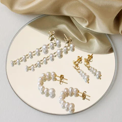 Enamel Pearlie Chunky rengaskorvakorut  kullattua hopeaa