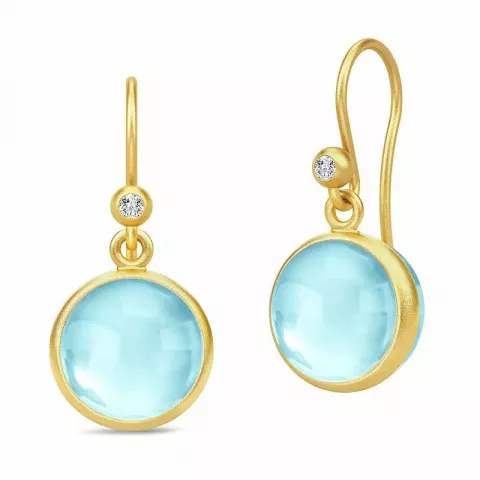 Julie Sandlau pyöreitä sininen korvarenkaat  kullattua hopeaa vaaleansininen kristalli valkoinen zirkoni
