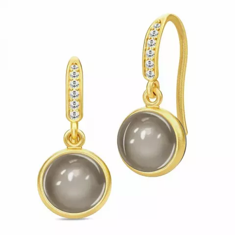 Julie Sandlau pyöreitä kuukivi korvarenkaat  kullattua hopeaa harmaa kuukivi valkoinen zirkoni