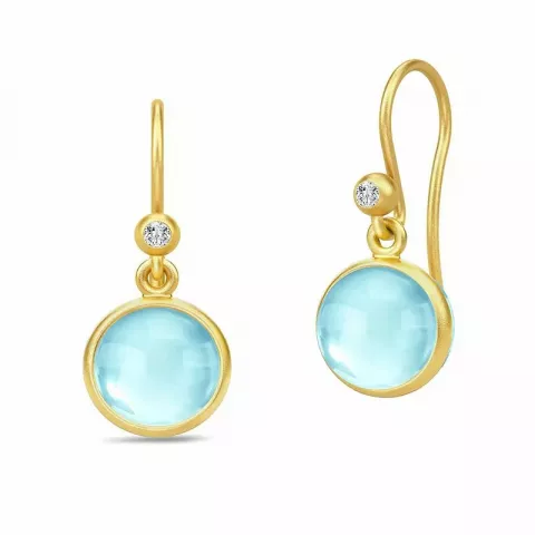 Julie Sandlau pyöreitä sininen kristalli korvarenkaat  kullattua hopeaa vaaleansininen kristalli valkoinen zirkoni