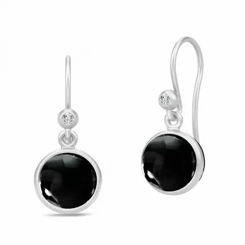Julie Sandlau pyöreitä mustat kristalli korvarenkaat  satiinirodinoitu sterlinghopea mustaa kristallia valkoista zirkonia