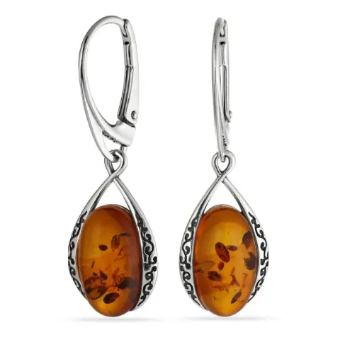 näytepakkaukset meripihka korvarenkaat  hopeaa