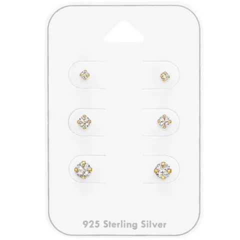 näytepakkaukset zirkoni nappikorvakorut  kullattu hopea