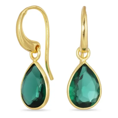 näytepakkaukset pisara tummanvihreä kristalli korvarenkaat  kullattu hopea