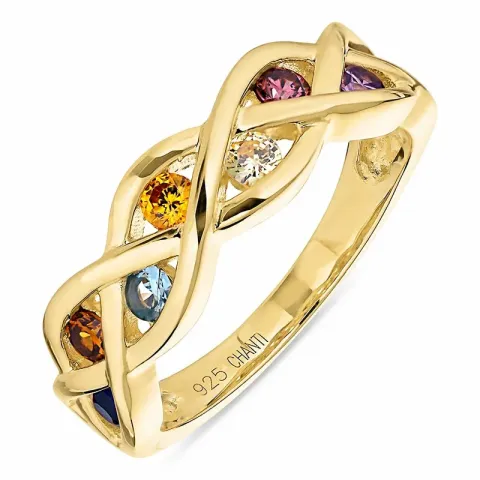 näytepakkaukset monivärinen zirkoni sormus kullattua hopeaa