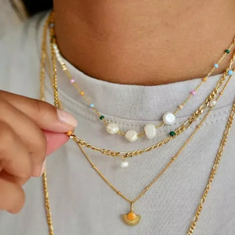 Enamel Lola Perla kaulaketju kullattua hopeaa monivärinen emalji
