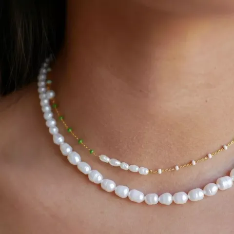 Enamel Lola Glory kaulaketju kullattua hopeaa vihreä emalji