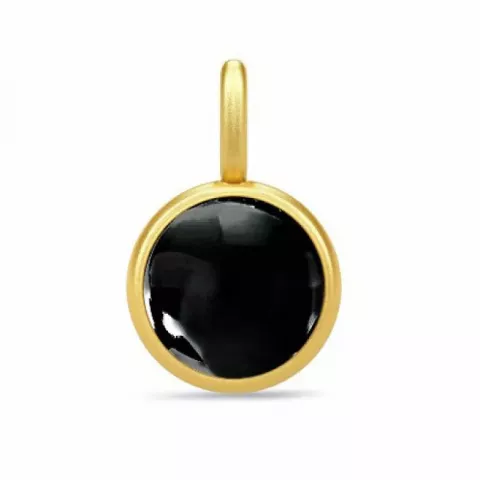 Julie Sandlau pyöreä musta kristalli riipus  kullattua hopeaa musta kristalli