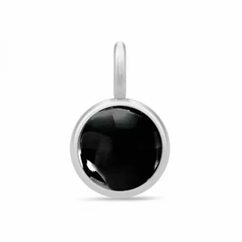 Julie Sandlau pyöreä musta kristalli riipus  satiinirodinoitu sterlinghopea musta kristalli