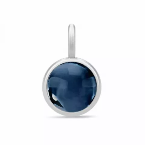 Pieni Julie Sandlau pyöreä sininen kristalli riipus  satiinirodinoitu sterlinghopea tummansininen kristalli