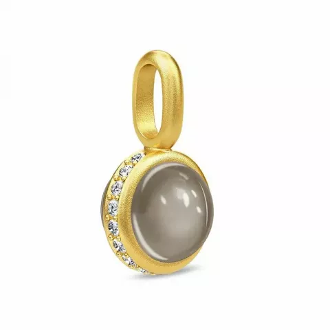 Julie Sandlau pyöreä kuukivi riipus  kullattua hopeaa harmaa kuukivi valkoinen zirkoni