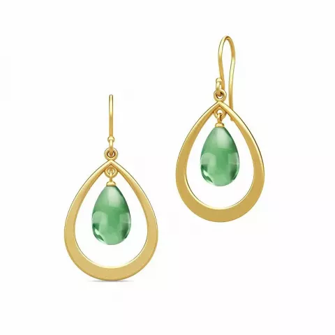 Julie Sandlau pisaranmuotoinen vihreä kristalli korvarenkaat  kullattua hopeaa vihreä kristalli