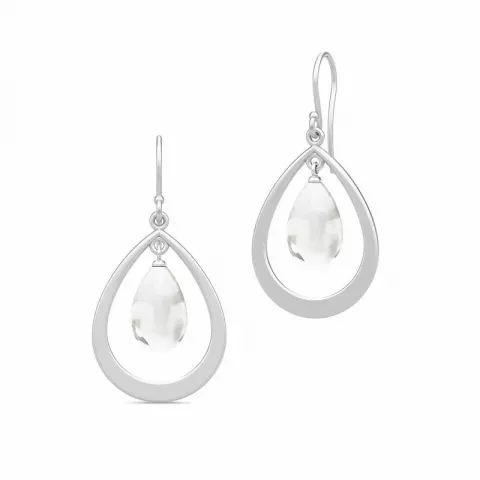 Julie Sandlau pisara valkoinen kristalli korvarenkaat  satiinirodinoitu sterlinghopea valkoinen kristalli