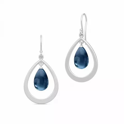Julie Sandlau pisaranmuotoinen sininen kristalli korvarenkaat  satiinirodinoitu sterlinghopea sininen kristalli