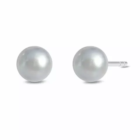 6 mm Julie Sandlau Ocean harmaa helmi korvarenkaat satiinirodinoitu sterlinghopea