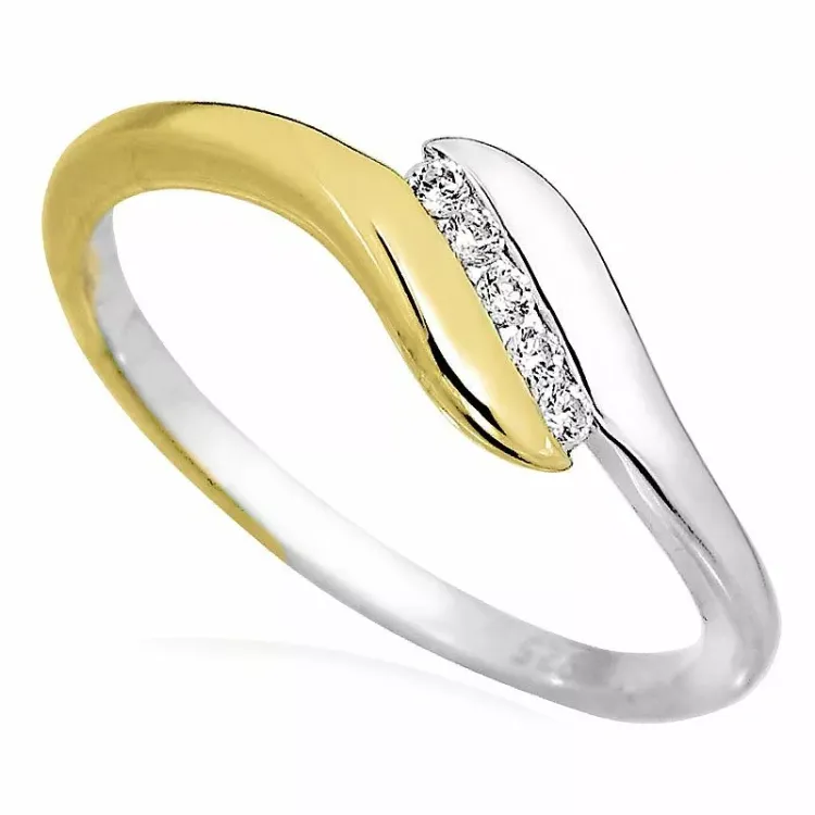 Elegantti zirkoni sormus hopea kullattua hopeaa