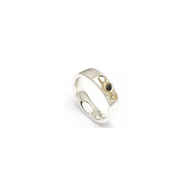 1 vihkisormus RS of Scandinavia hopea ja kulta 0,05 ct