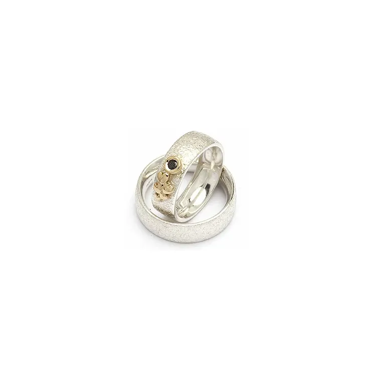 Vihkisormukset rs of scandinavia hopea ja kulta 0,05 ct