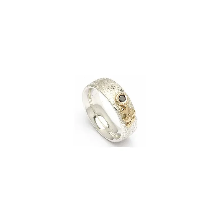 1 vihkisormus RS of Scandinavia hopea ja kulta 0,05 ct