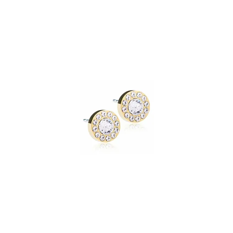 Blomdahl pyöreitä korvarenkaat kullattu titaani valkoinen swarovski kristallia