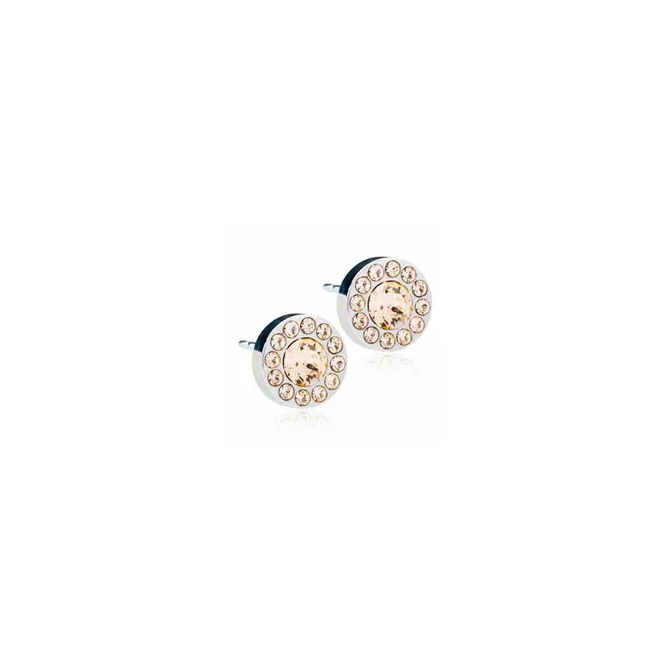 Blomdahl pyöreitä korvarenkaat titaani persikanvärinen swarovski kristallia